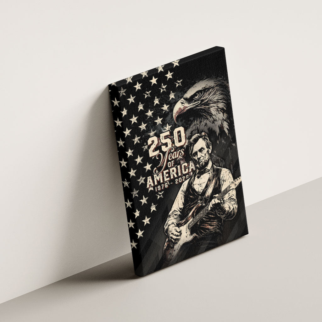 America 250th Anniversary Canvas Wall Art Abraham Lincoln Playing Guitar 4th July