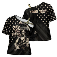 Personalized America 250th Anniversary Cross Shoulder Shirt Abraham Lincoln Playing Guitar 4th July