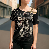 Personalized America 250th Anniversary Cross Shoulder Shirt Abraham Lincoln Playing Guitar 4th July