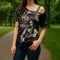 Personalized America 250th Anniversary Cross Shoulder Shirt Abraham Lincoln Playing Guitar 4th July
