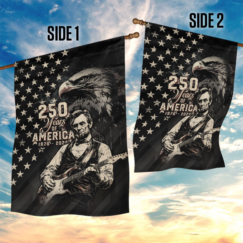 America 250th Anniversary Garden Flag Abraham Lincoln Playing Guitar 4th July