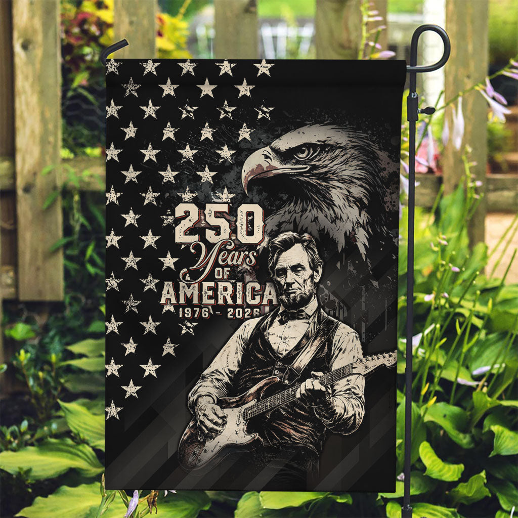 America 250th Anniversary Garden Flag Abraham Lincoln Playing Guitar 4th July