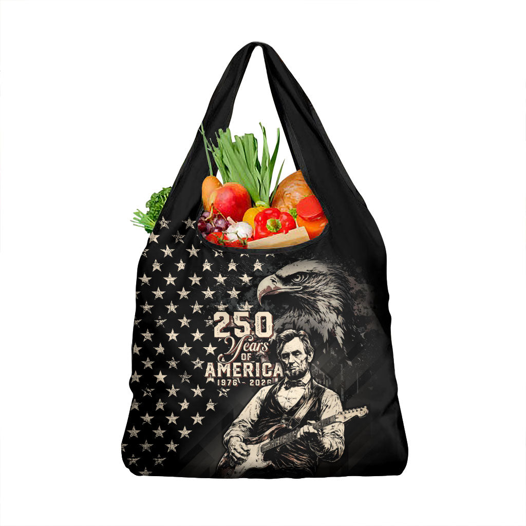 America 250th Anniversary Grocery Bag Abraham Lincoln Playing Guitar 4th July