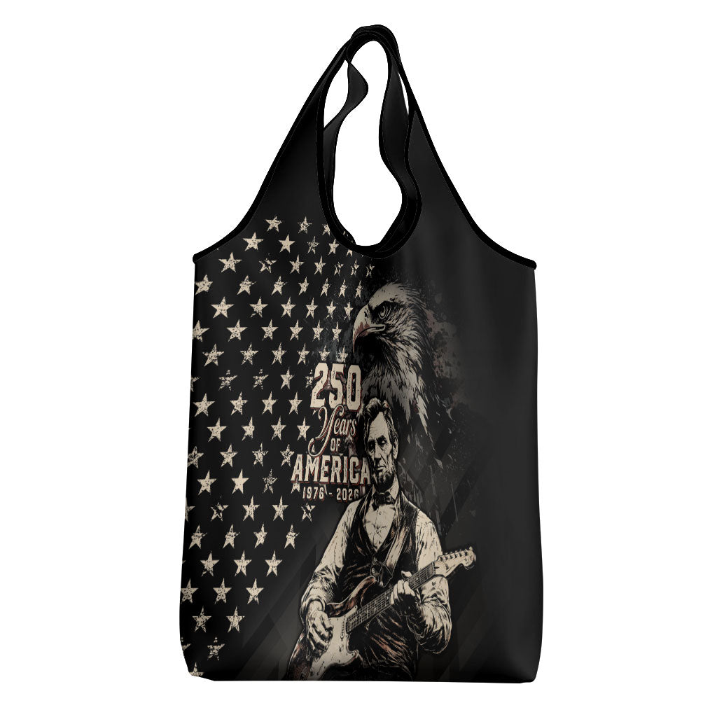 America 250th Anniversary Grocery Bag Abraham Lincoln Playing Guitar 4th July