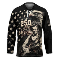 Personalized America 250th Anniversary Hockey Jersey Abraham Lincoln Playing Guitar 4th July