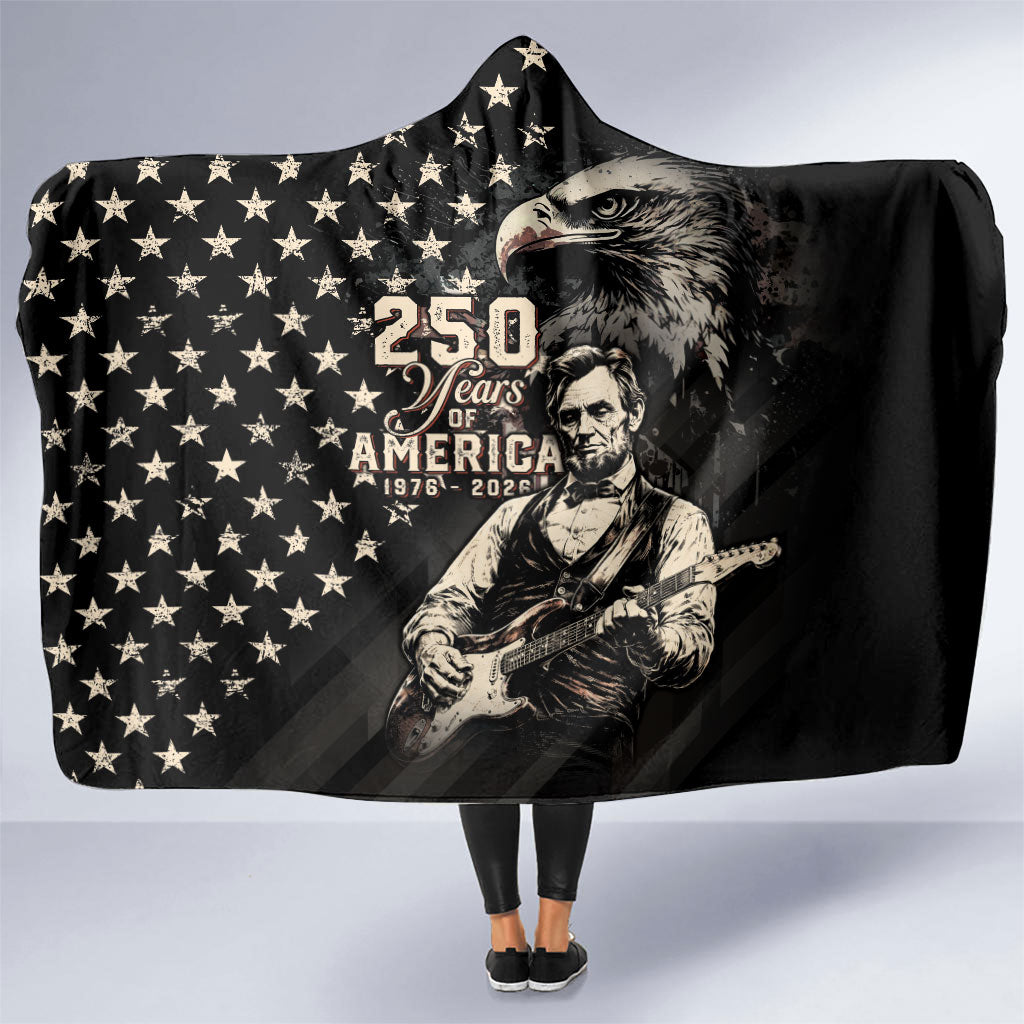 America 250th Anniversary Hooded Blanket Abraham Lincoln Playing Guitar 4th July