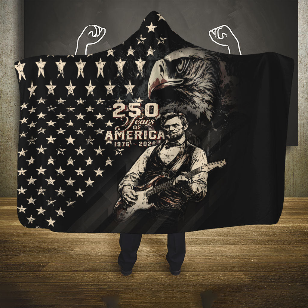 America 250th Anniversary Hooded Blanket Abraham Lincoln Playing Guitar 4th July