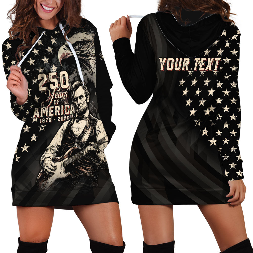 Personalized America 250th Anniversary Hoodie Dress Abraham Lincoln Playing Guitar 4th July