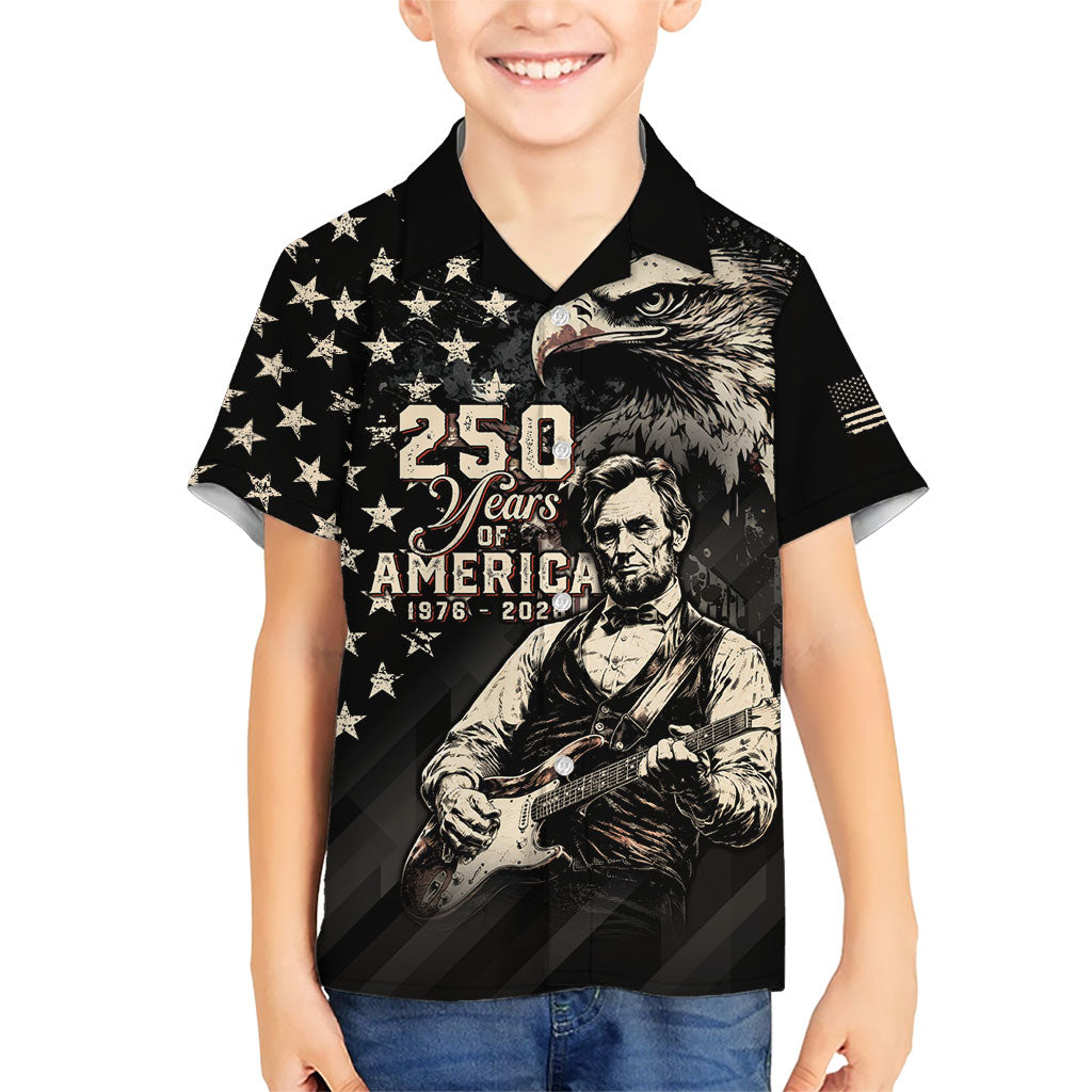 Personalized America 250th Anniversary Kid Hawaiian Shirt Abraham Lincoln Playing Guitar 4th July