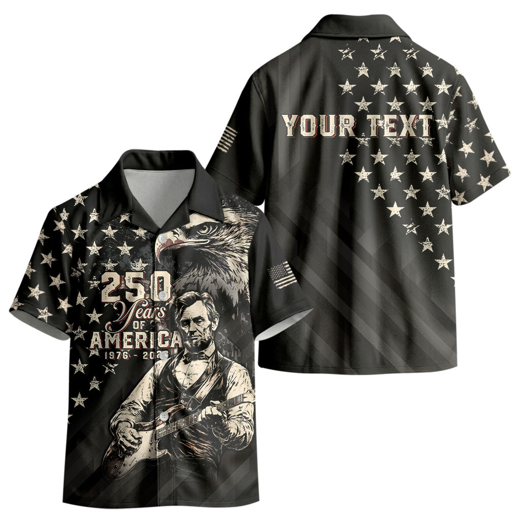 Personalized America 250th Anniversary Kid Hawaiian Shirt Abraham Lincoln Playing Guitar 4th July LT05