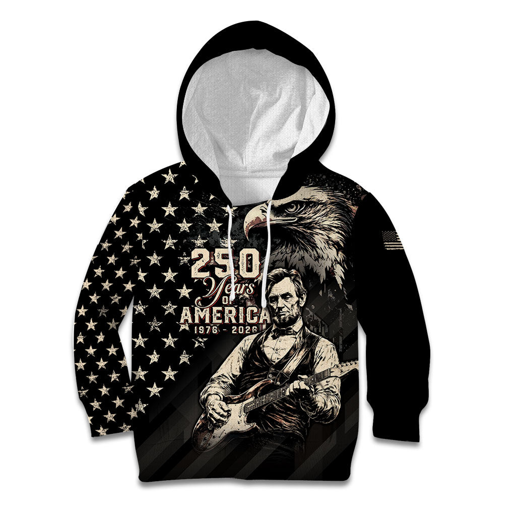 Personalized America 250th Anniversary Kid Hoodie Abraham Lincoln Playing Guitar 4th July