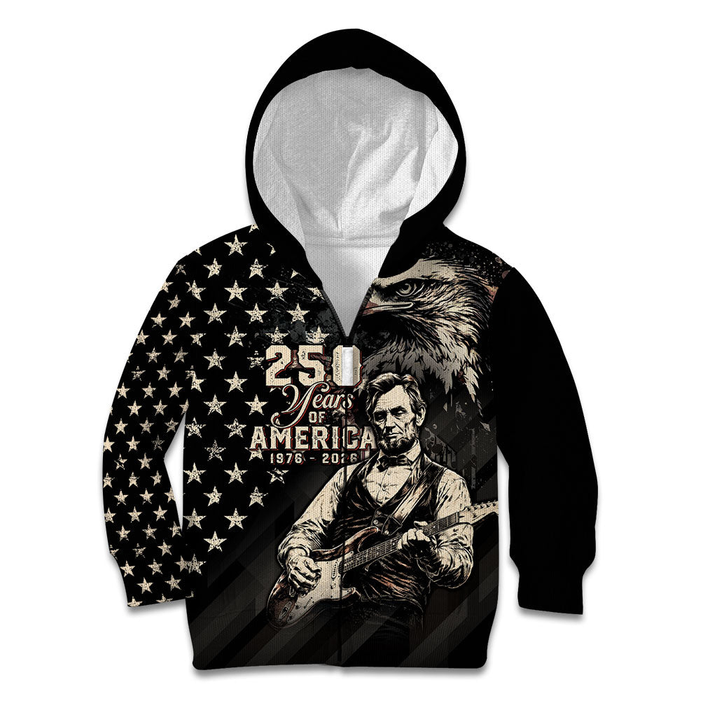 Personalized America 250th Anniversary Kid Hoodie Abraham Lincoln Playing Guitar 4th July