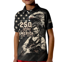 Personalized America 250th Anniversary Kid Polo Shirt Abraham Lincoln Playing Guitar 4th July