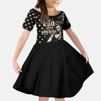 Personalized America 250th Anniversary Kid Short Sleeve Dress Abraham Lincoln Playing Guitar 4th July