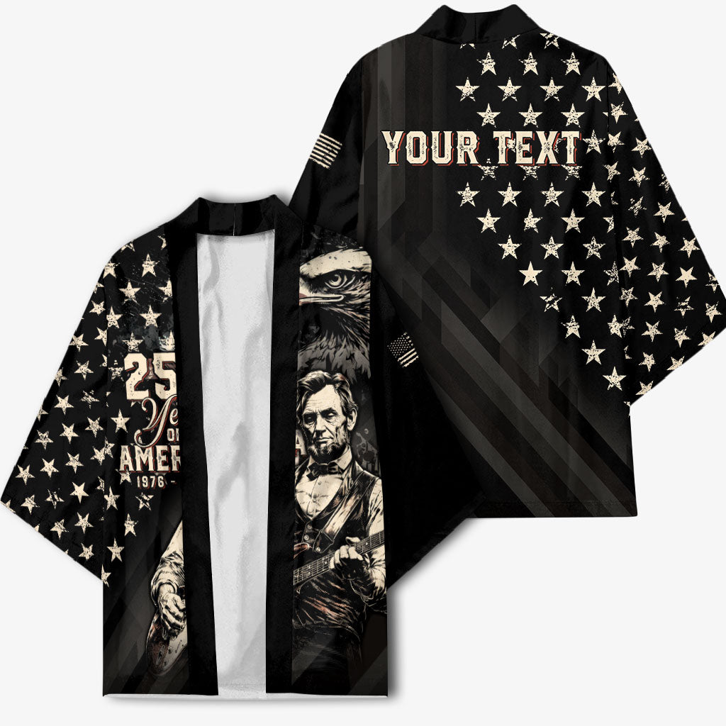 Personalized America 250th Anniversary Kimono Abraham Lincoln Playing Guitar 4th July