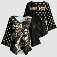 Personalized America 250th Anniversary Kimono Sleeve Blouse Abraham Lincoln Playing Guitar 4th July
