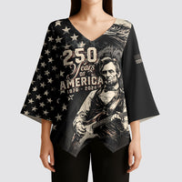 Personalized America 250th Anniversary Kimono Sleeve Blouse Abraham Lincoln Playing Guitar 4th July