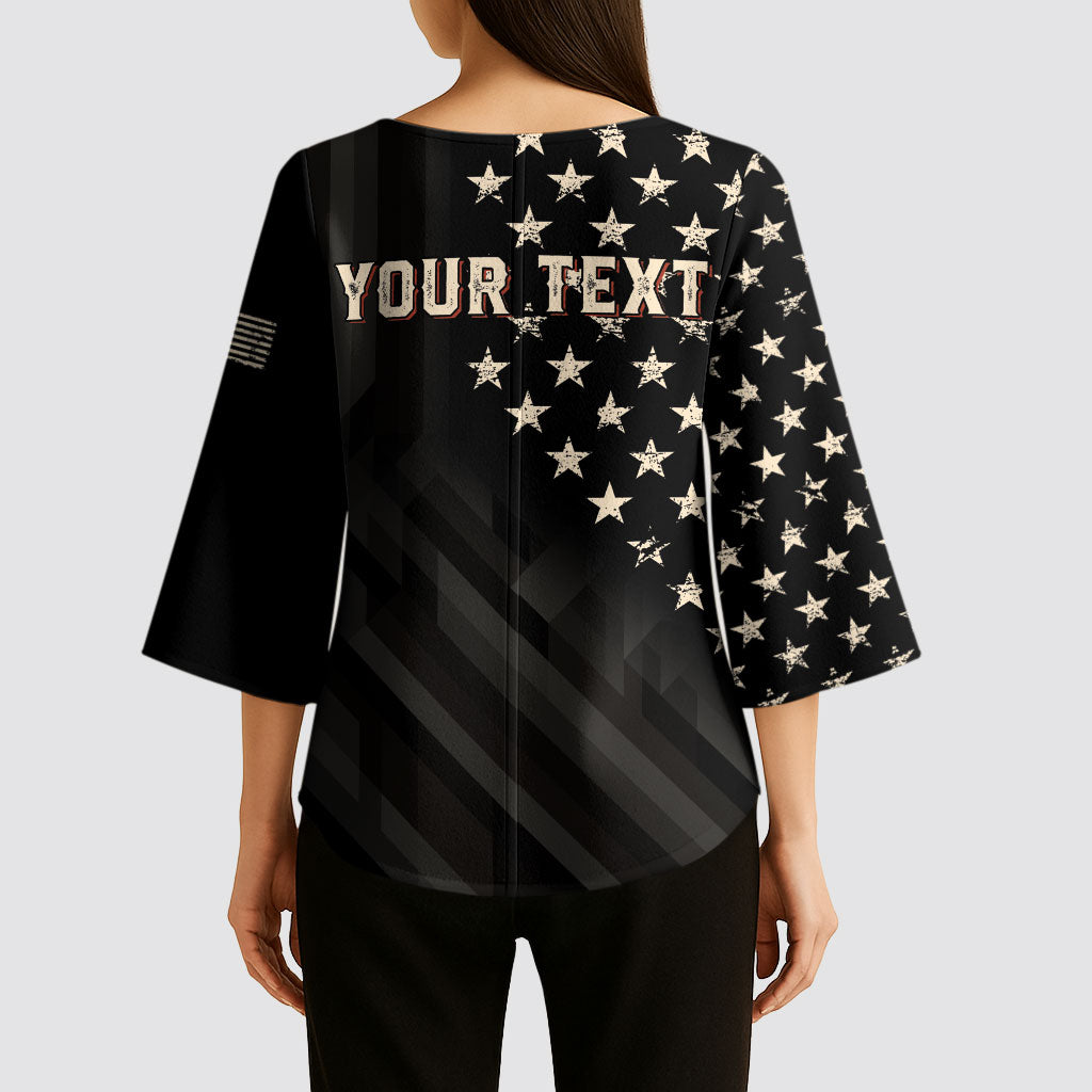 Personalized America 250th Anniversary Kimono Sleeve Blouse Abraham Lincoln Playing Guitar 4th July
