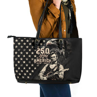 America 250th Anniversary Leather Tote Bag Abraham Lincoln Playing Guitar 4th July
