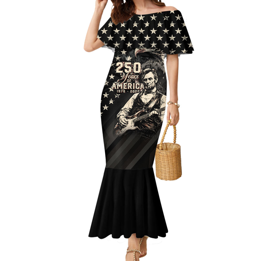 Personalized America 250th Anniversary Mermaid Dress Abraham Lincoln Playing Guitar 4th July