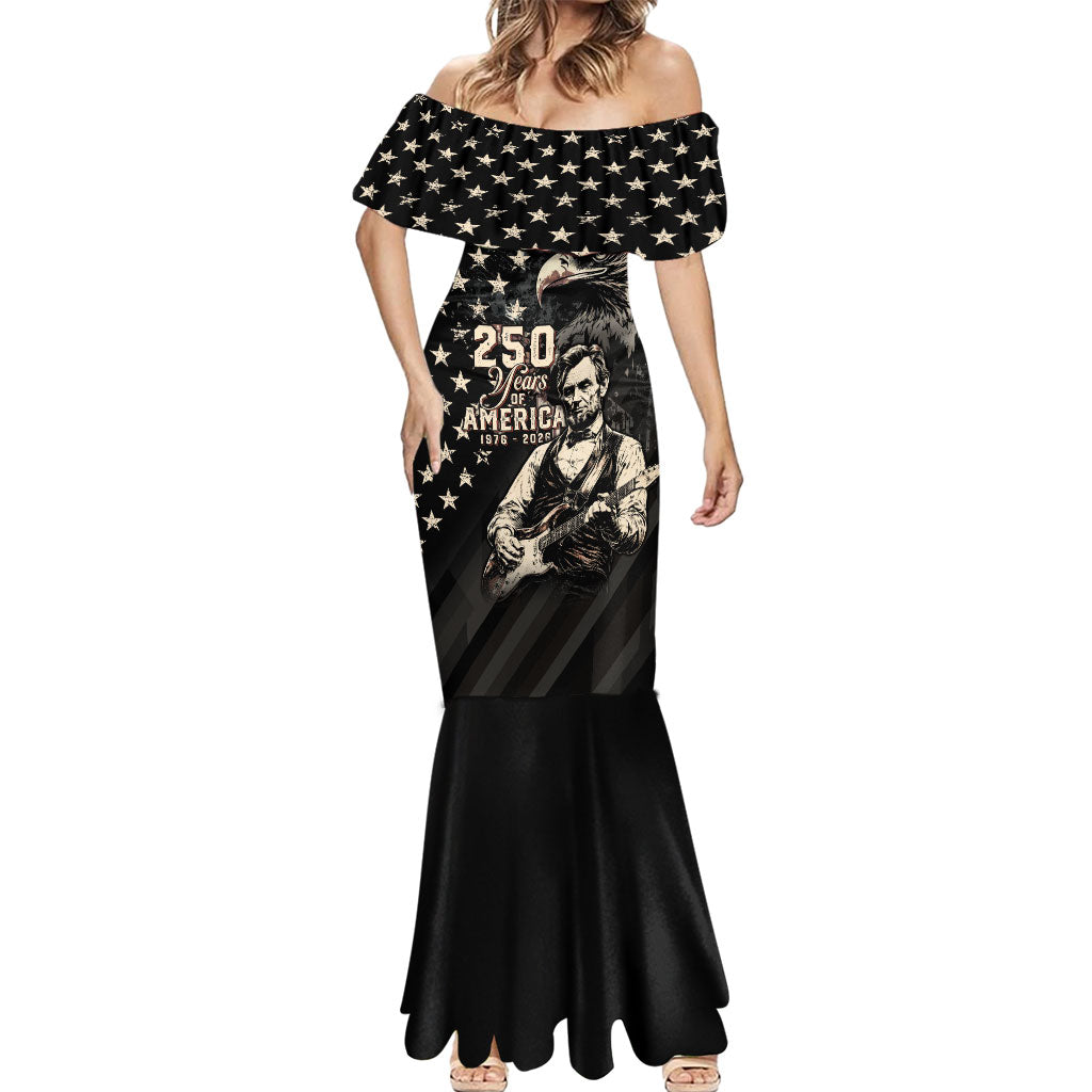 Personalized America 250th Anniversary Mermaid Dress Abraham Lincoln Playing Guitar 4th July