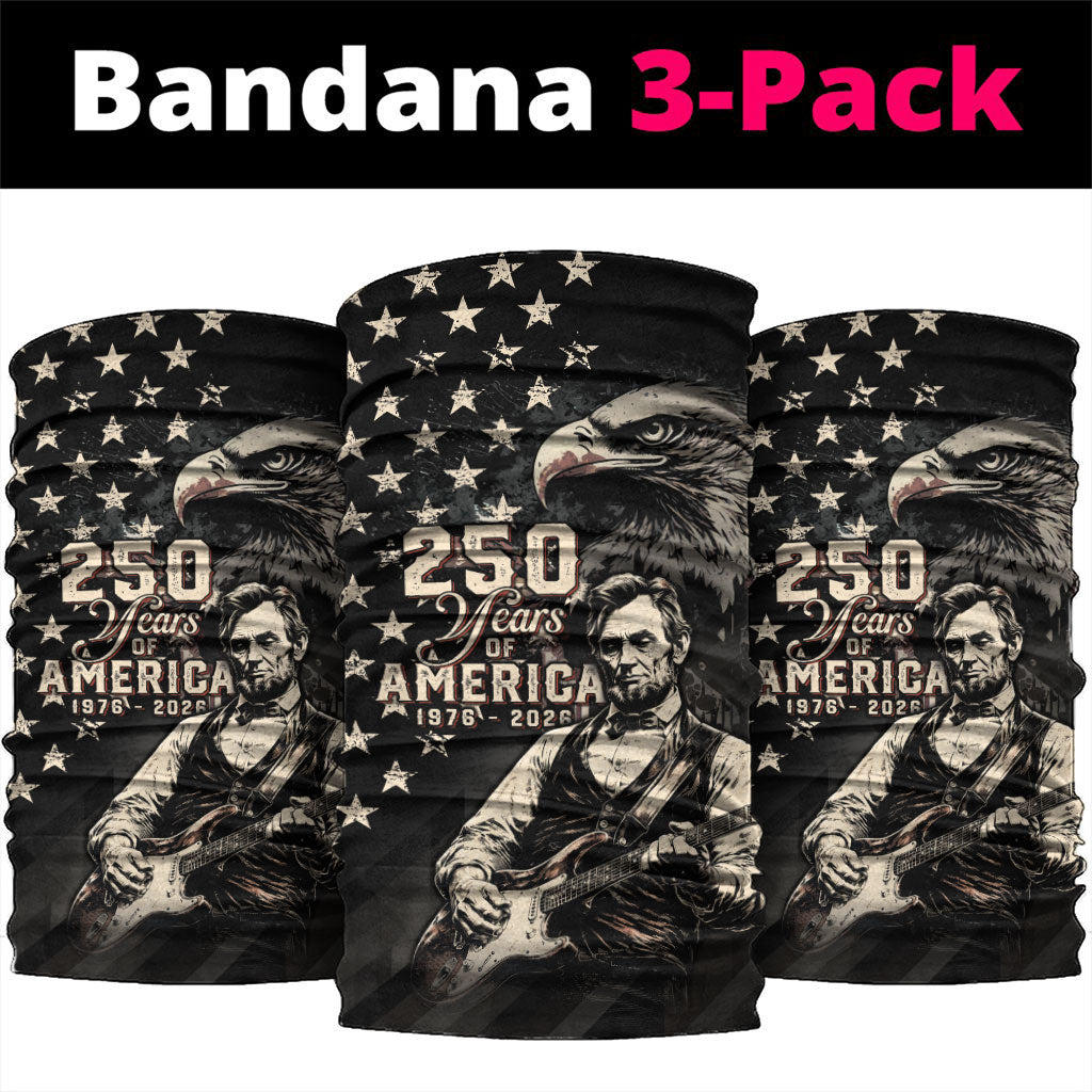 America 250th Anniversary Neck Gaiter Abraham Lincoln Playing Guitar 4th July