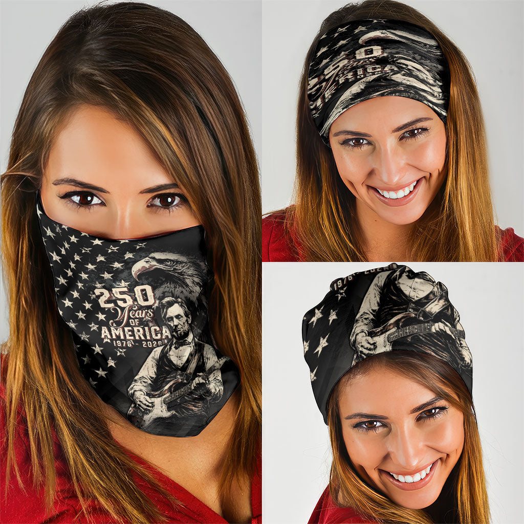 America 250th Anniversary Neck Gaiter Abraham Lincoln Playing Guitar 4th July