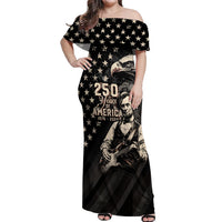 Personalized America 250th Anniversary Off Shoulder Maxi Dress Abraham Lincoln Playing Guitar 4th July