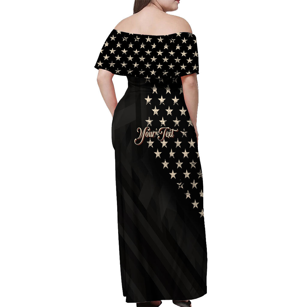 Personalized America 250th Anniversary Off Shoulder Maxi Dress Abraham Lincoln Playing Guitar 4th July