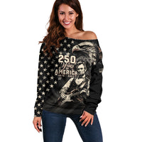 Personalized America 250th Anniversary Off Shoulder Sweater Abraham Lincoln Playing Guitar 4th July