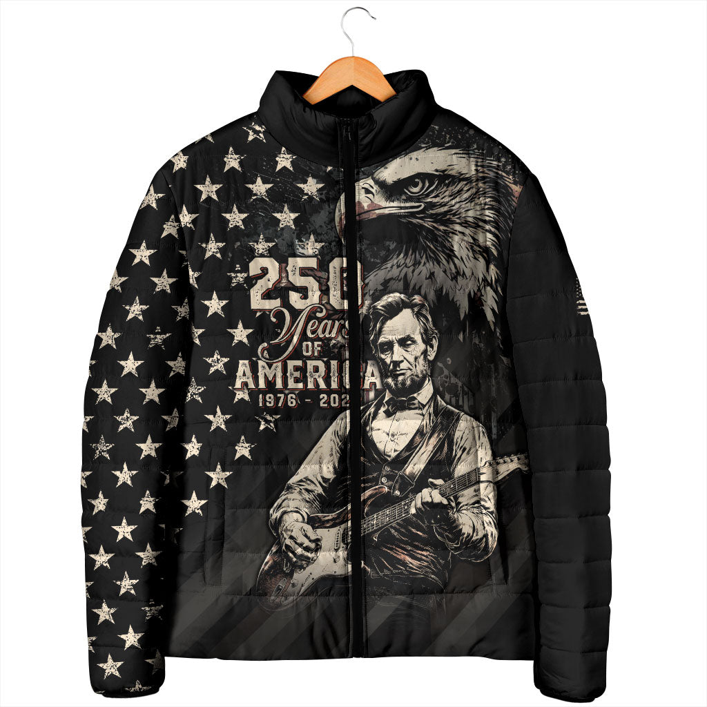 Personalized America 250th Anniversary Padded Jacket Abraham Lincoln Playing Guitar 4th July