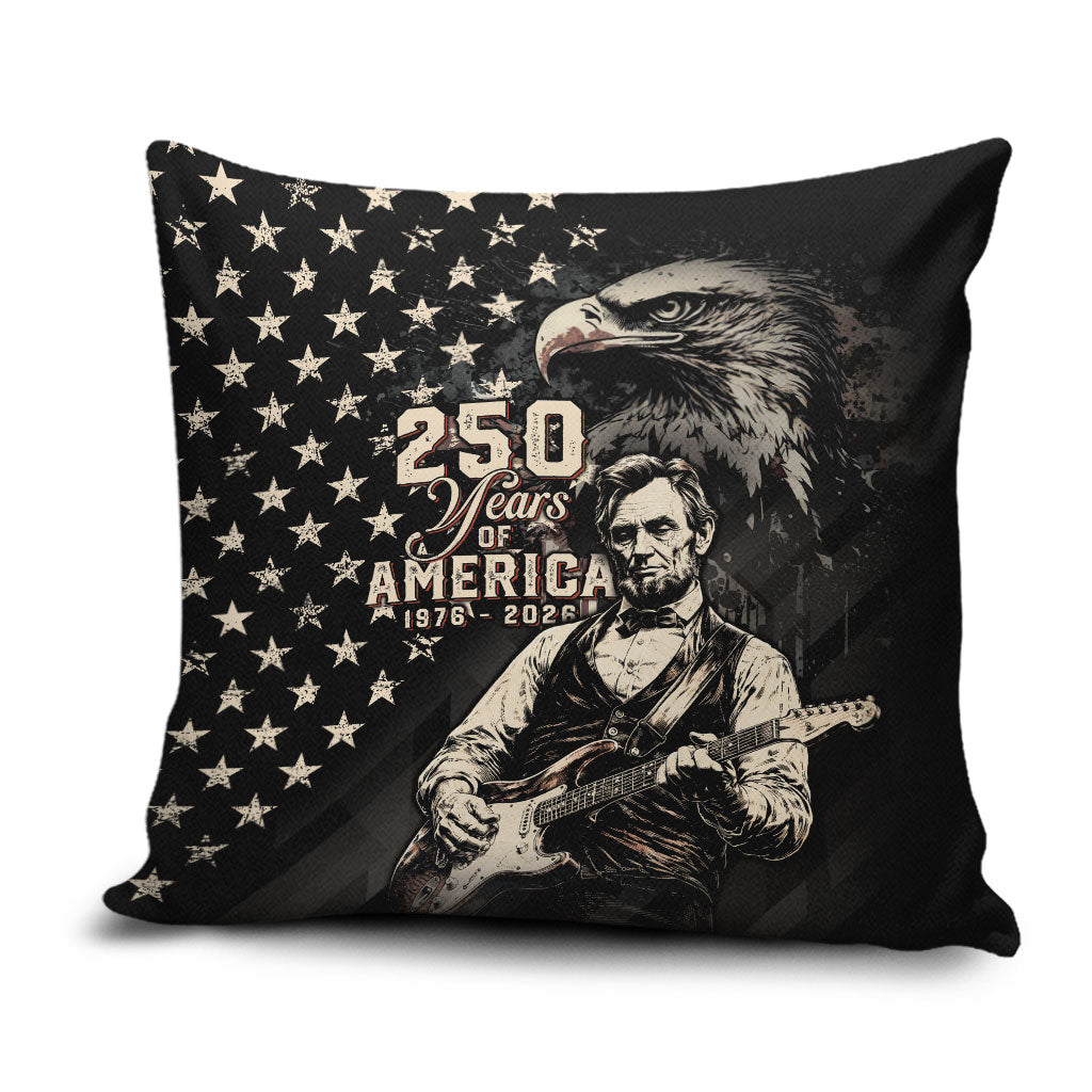 America 250th Anniversary Pillow Cover Abraham Lincoln Playing Guitar 4th July