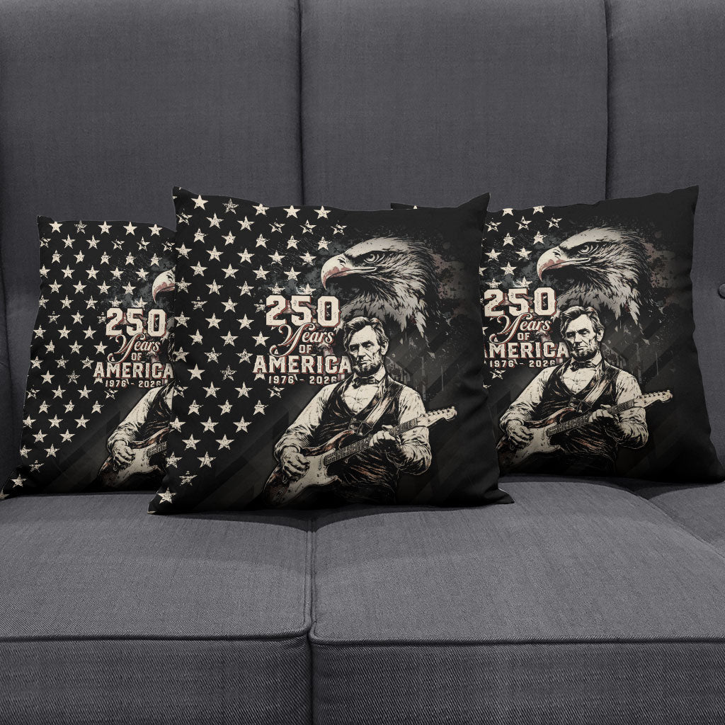 America 250th Anniversary Pillow Cover Abraham Lincoln Playing Guitar 4th July