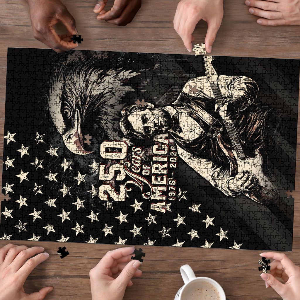 America 250th Anniversary Puzzle Abraham Lincoln Playing Guitar 4th July