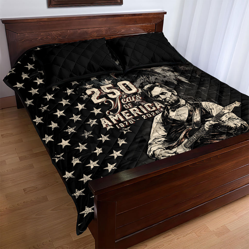 America 250th Anniversary Quilt Bed Set Abraham Lincoln Playing Guitar 4th July