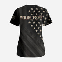 Personalized America 250th Anniversary Scrub Top Abraham Lincoln Playing Guitar 4th July