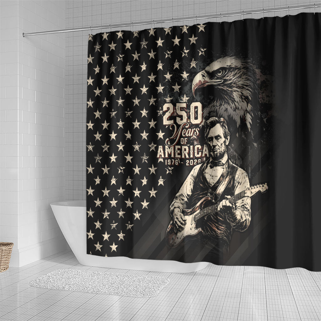 America 250th Anniversary Shower Curtain Abraham Lincoln Playing Guitar 4th July