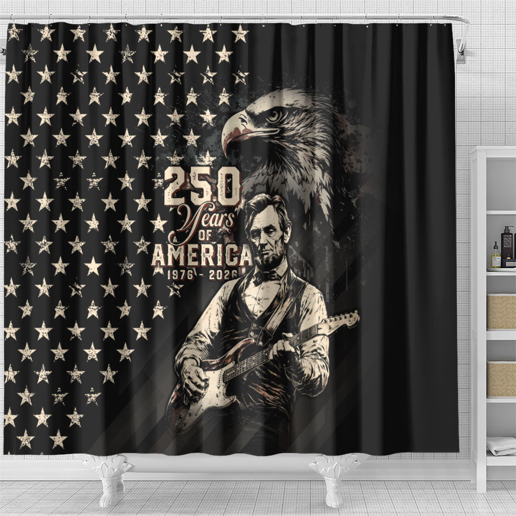 America 250th Anniversary Shower Curtain Abraham Lincoln Playing Guitar 4th July