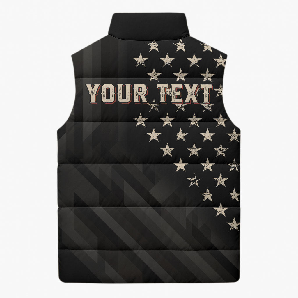 Personalized America 250th Anniversary Sleeveless Puffer Jacket Abraham Lincoln Playing Guitar 4th July