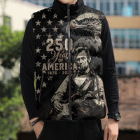 Personalized America 250th Anniversary Sleeveless Puffer Jacket Abraham Lincoln Playing Guitar 4th July