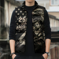 Personalized America 250th Anniversary Sleeveless Puffer Jacket Abraham Lincoln Playing Guitar 4th July