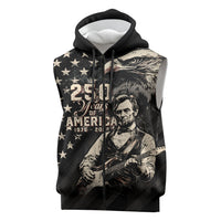 Personalized America 250th Anniversary Sleeveless Zip Hoodie Abraham Lincoln Playing Guitar 4th July