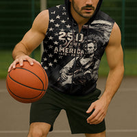 Personalized America 250th Anniversary Sleeveless Zip Hoodie Abraham Lincoln Playing Guitar 4th July