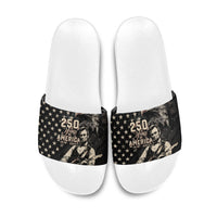 America 250th Anniversary Slide Sandals Abraham Lincoln Playing Guitar 4th July