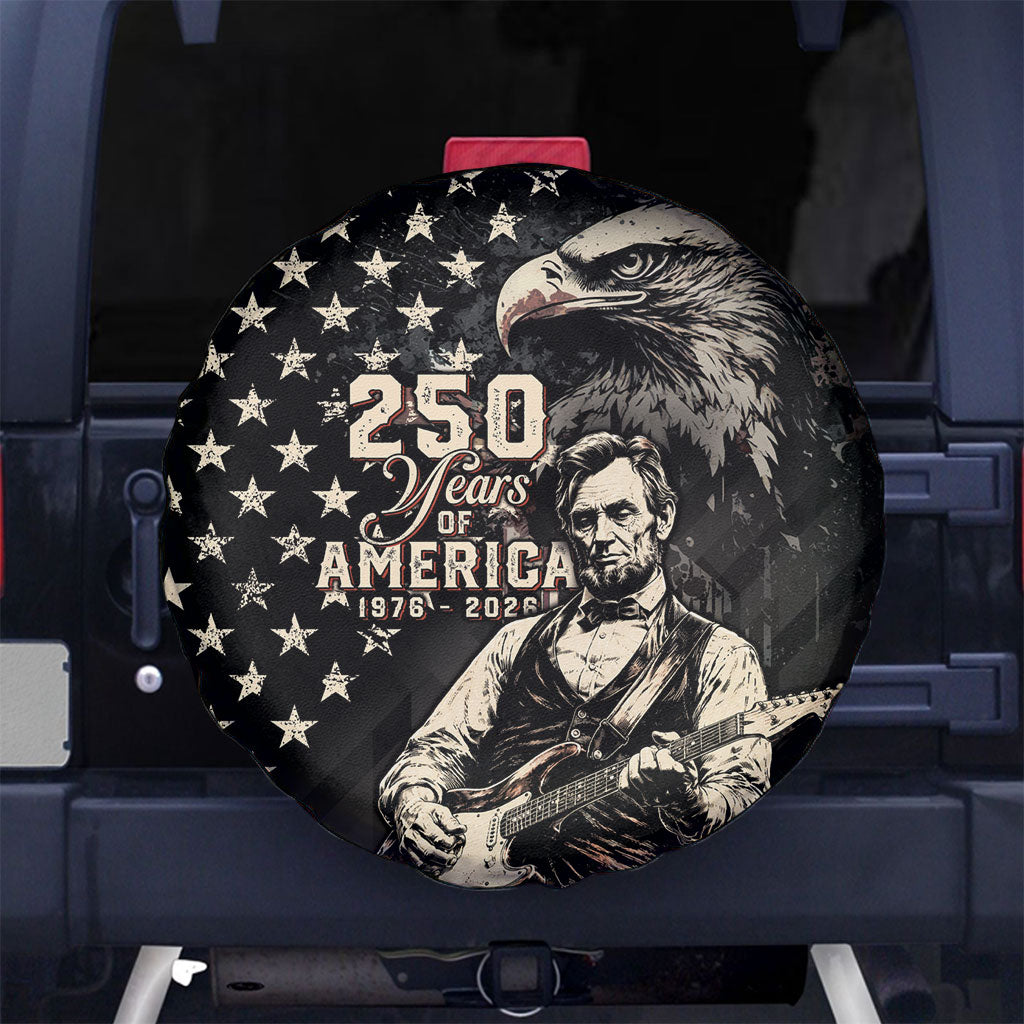 America 250th Anniversary Spare Tire Cover Abraham Lincoln Playing Guitar 4th July