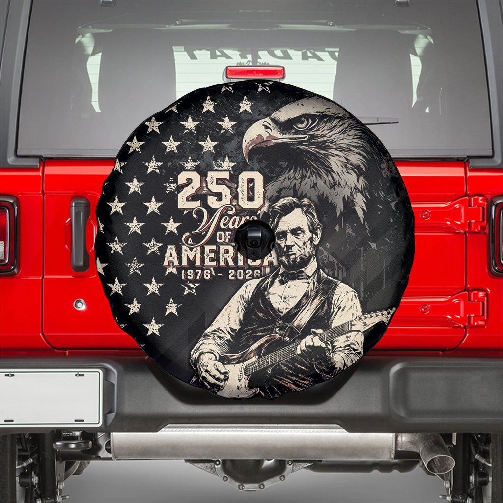America 250th Anniversary Spare Tire Cover Abraham Lincoln Playing Guitar 4th July
