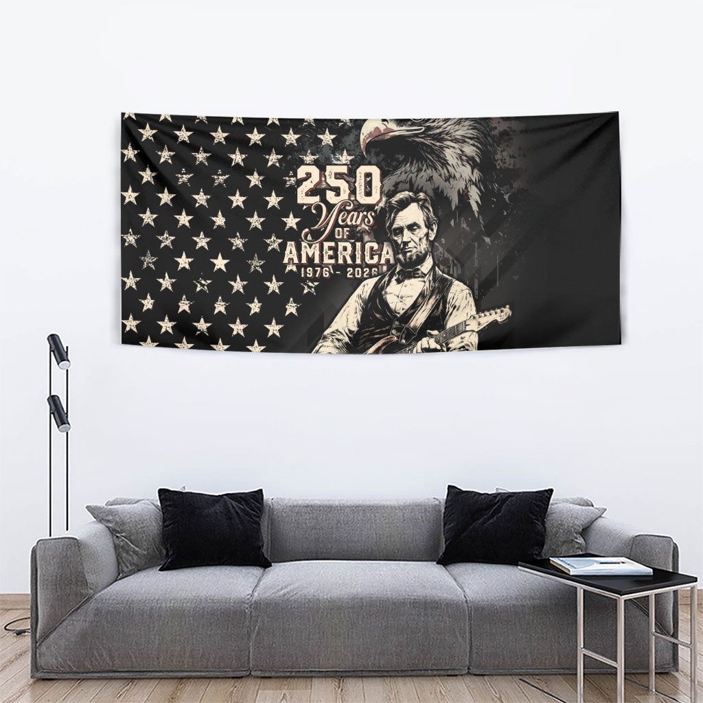 America 250th Anniversary Tapestry Abraham Lincoln Playing Guitar 4th July