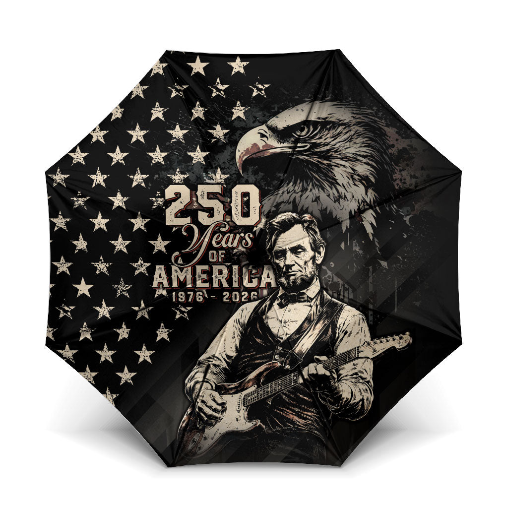 America 250th Anniversary Umbrella Abraham Lincoln Playing Guitar 4th July