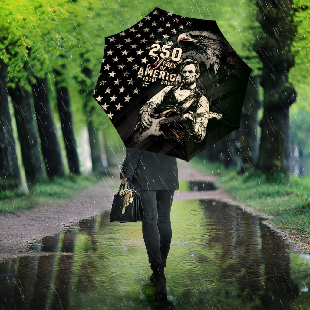 America 250th Anniversary Umbrella Abraham Lincoln Playing Guitar 4th July