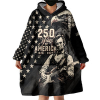 Personalized America 250th Anniversary Wearable Blanket Hoodie Abraham Lincoln Playing Guitar 4th July